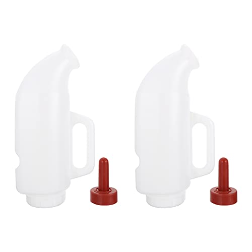 2Pcs 68 Oz Calves Nurser Bottles With Handle And Snap- On Silicone Nipples, Lamb Cow Nursing Feeding Bottle, Farm Goats Milk Feeder, Livestock Supplies #TOP4
