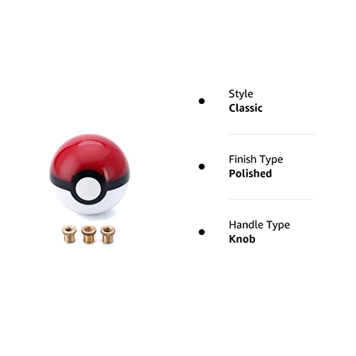 Bowerkar Pokeball Gear Shift Knob For 4 5 6 Speed 2.15 Inches For Most Car Models With 3 Adapters #TOP6