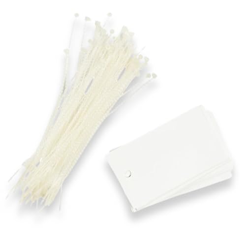 Blank Labeling Tags with 5” Locking Ties – Pack of 100 Polytags – Heavy-Duty Waterproof, Tear-Resistant – 90mm x 50mm (3.5” x 2”) – for Medical, Industrial, Workshop, or Garden Use