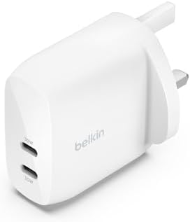 Belkin BoostCharge 60W Dual USB-C plug with PPS, Fast Charger USB-C