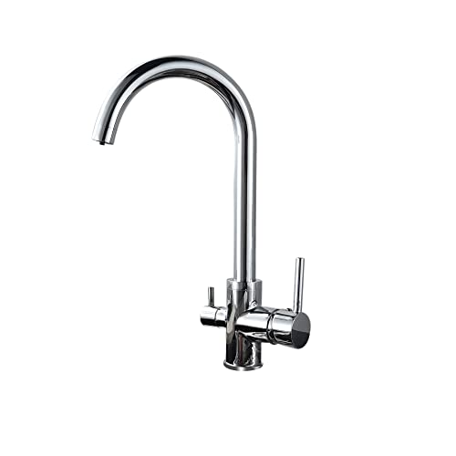 Grifo de cocina de acero inoxidable, 3 vías, con sistema de ósmosis, giratorio 360°, para filtro de agua, adecuado para cualquier cocina y fregadero Cover