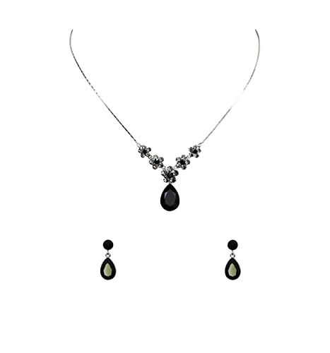 Image of Faship Gorgeous Rhinestone Crystal Floral Necklace Earrings Set