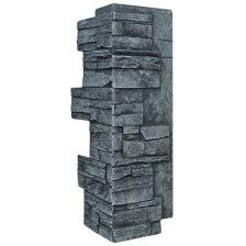 Faux Stone Wall Panel - Deep Stacked Stone Corner - Alpine Charcoal Color 24" H X 11" W X 1 1/4" D