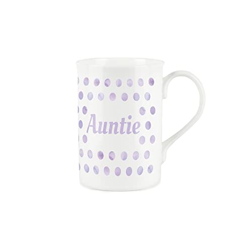 Purely Home Lilac Polka Dots Spots Auntie Mug - Fine Bone China Gift/Present Mug for Aunt
