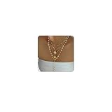 Dermalyx 4 Stück Mode Minimalistisches Boho Shell Blumen & Faux Perlen Y Halskette Set, Vielseitig Für Party, Geschenk, Goldene Kette Damen, Kreuz Anhänger