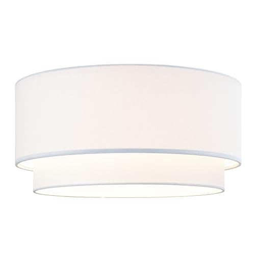 Artiva USA 16.5"x16.5"x8.5"H Large Premium Double Drum Linen Shade with Bonus 7" Harp & Finial for Table or Floor Lamp-Pure White by Artiva USA - Used condition - US$42.53