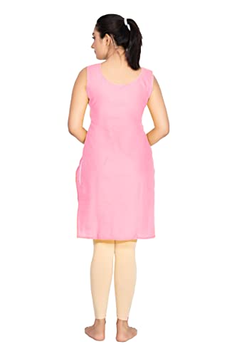 Image of Women's Cotton Long Camisole for Kurti /Suit Slip /Long Inner /Samij for Women Sameej /Knee Length Inner Wear /Sameez /Kurti Slip /Round Neck /Invisible
