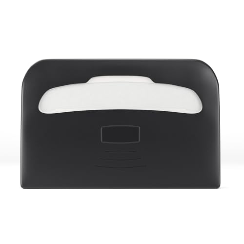 Commercial Toilet Seat Cover Dispenser Wall Mount, Black Half-Fold Toilet Seat Cover Holder for Bathroom/Restroom