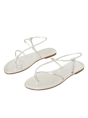 Image of GORGLITTER Women's Summer Sandals 2026 Strappy Slingback Flats Dressy Cute Beach Vacation Slides