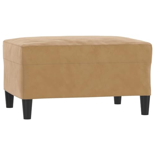vidaXL Sofagarnitur 4-TLG., Sessel Couch mit Kissen Fußhocker, Sofa Wohnzimmersofa mit Armlehnen, Couchgarnitur Designsofa Sitzmöbel Polstermöbel, Braun Samt – Bild 7