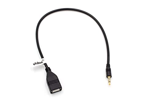 vhbw Adapter OTG kompatibel mit BMW Mobilgerät - Kabeladapter USB Buchse auf AUX Stecker Schwarz