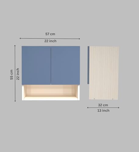 Image of SPECIALITY PANELS 2 Door Wall Cabinet with UV Profile Shutter | Wall Mounted Storage Cabinet for Kitchen Bathroom Living Room | Wooden Wall Cabinet Organizer Blueberry Finish DIY Assembly