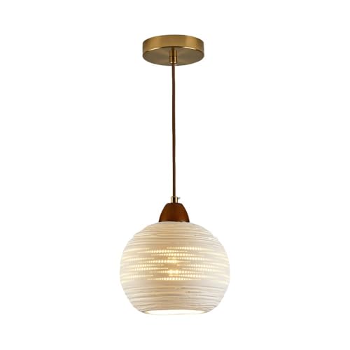 Lámpara colgante esférica blanca de cerámica moderna con casquillo E27 para decoración interior