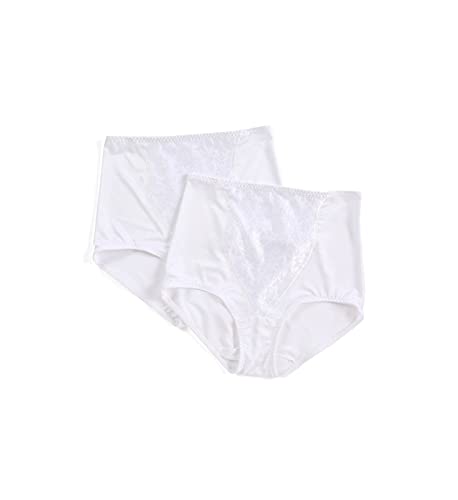 Bali womens Double Support Coordinate Light Control With Lace Tummy Dfx372 2-pack shapewear briefs, White Garment/White Garment, Medium US