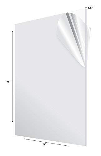 AdirOffice Acrylic Plexiglass Sheet 24x48 1/8'' Thick  Transparent Plastic Sheeting - Durable, Water Resistant & Weatherproof - Multipurpose & Ideal for Countless Uses - Clear