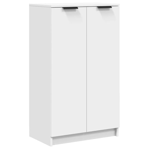 vidaXL Mueble Zapatero Armario Estantería Pasillo con Puertas Organizador Pared Adornos Jarrones Decoración de Madera Contrachapada Blanco