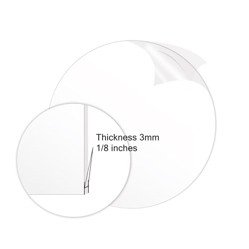 Image of 8 Inches Diameter 1 /8 Inch Thick 4 Pack Highly Transparent, Smooth Edged Acrylic Plastic Sheets for DIY Crafting - Available in Variety of Sizes with Precision Cutouts for Easy Handling(3MM-D8-4PCS)