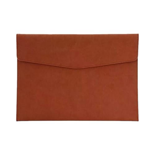 SEWACC Maletín de Piel Sintética Marrón Botón, Bolsa para Documentos y Archivos A4, Organizador Portátil para Trabajo y Uso Escolar