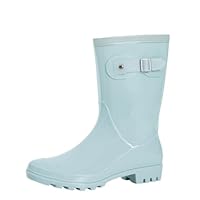 Fubotao Women's Mid Calf Rain Boots Waterproof Fashion Garden Shoes Anti-slipping Rainboots For Women Comfortable Insole Light Rain Shoes