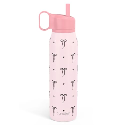 Image of Bow Insulated Stainless Steel Water Bottle with Twist Lid 20oz, Travel Water Bottles for Sports & Gym, Gift for Women Girls Friends Birthday Christmas