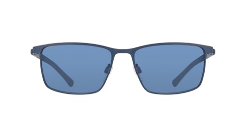 COLE HAAN Men's CH6087 Polarized Rectangular Sunglasses, Navy, 56/17/140