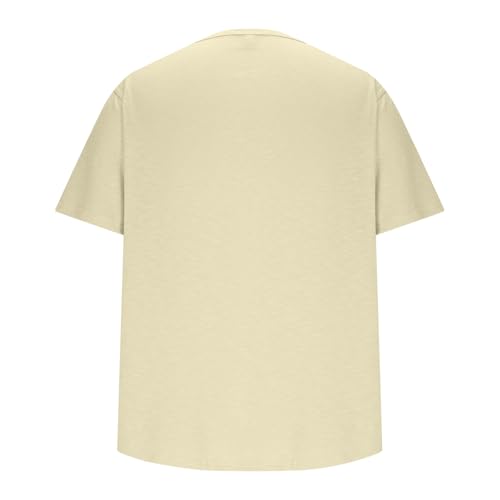 Mens Cotton Henley Shirts Breathable Tshirt Loose Fit Short Sleeve Collarless Basic Tees Fashion Tops Summer 20254