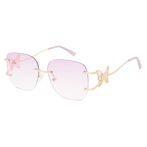 Oversized Rimless Sunglasses for Women Men Square Butterfly Y2k Sun Glasses AP3678