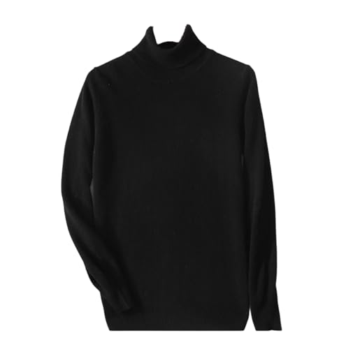 Suéter de lana para hombre, cuello alto, manga larga, grueso, informal, de punto, ajustado, ligero, Negro, XL