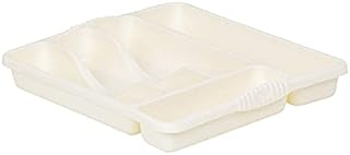 Wham Soft Cream 5 Compartment Plastic Cutlery Holder Tray Drawer Organiser