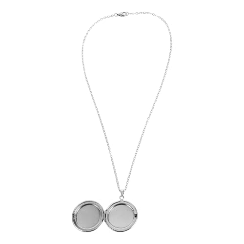 iplusmile 3 Piezas Collar con Colgante Relicario Redondo de Acero Inoxidable Pulido Espejo para Fotos de Diseño Minimalista para Hombre y Mujer Joyería con Compartimento para Recuerdos