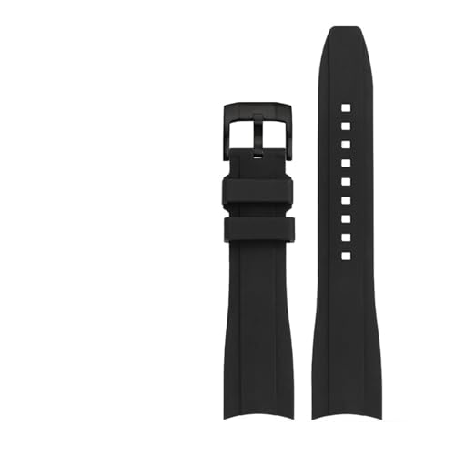 Image of 20mm 22mm Curved End Rubber Compatible With Casio Swordfish Seiko Tissot Omega Waterproof Silicone Sport Watch Band(Black-black A,20mm)
