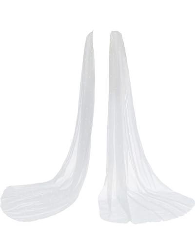 Chuarry Wedding Bridal Cape Detachable Sleeve Pearl Tulle Shawl Shoulder Capelet Veil Cloak Rhinestone Pin for Formal Dress