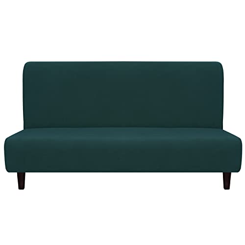Easy-Going Fleece Stretch Sofa Slipcover Spandex Anti-Slip Soft Couch Sofa Cover, Armless Washable Furniture Protector with Elastic Bottom for Kids, Pets (Futon, Deep Teal) -  DHS10-182