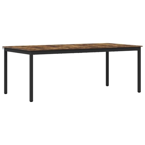 Mesa de comedor rectangular de 200 cm de madera y metal negro 2