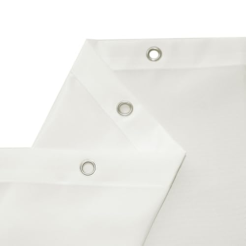 YISURE Duschvorhang Creme Kurz schmal 150cm Höhe, Stoff Kürzere Duschvorhang Wasserdicht mit Gewicht Saum, Breite 150 x Höhe 150cm