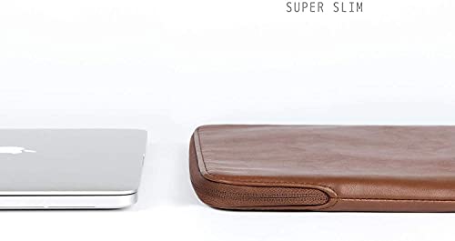 Image of CONTACTS Faux Leather Laptop Sleeve Compatible with 16 Inch MacBook Pro 2019-2020- Zero Movement + Water-Resistant + No Scratches by Zipper - Tan-New