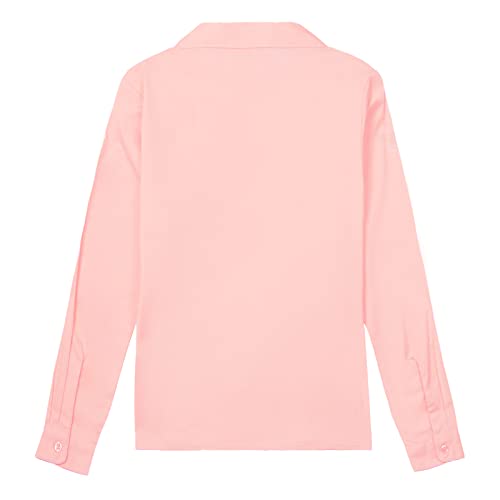 Image of LittleSpring Girls Long Sleeve Uniform Shirts Peter Pan Collar Poplin Blouse