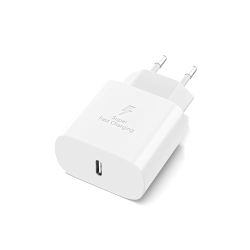 Adaptador de cargador rápido USB C de 25 W, para Samsung Galaxy S25 S24 S23 S22 S21 S20 Plus/FE/Ultra, A55 A54 A53 A16 A15 A14, compatible con iPhone, iPad, AirPods y otros dispositivos USB-C (sin