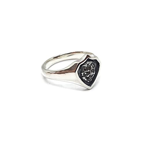 Bague en argent sterling véritable chevalier lion poinçonnée 925 solide