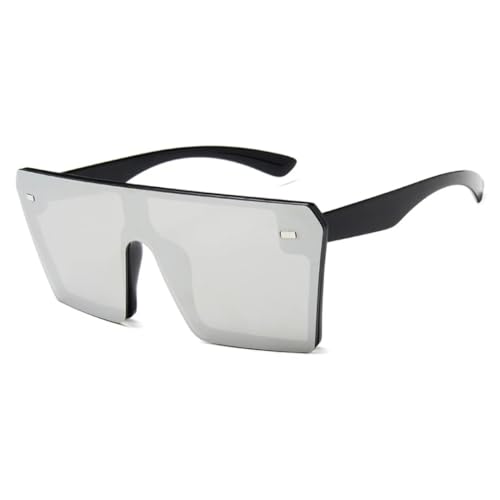 Lunettes de soleil grande monture contre l'éblouissement avec style punk miroir argenté