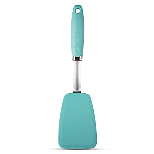 Silicone Turner, Non-Stick Hygienic Solid Heat-Resistant Flexible Silicone Spatula, Aqua Sky #TOP3