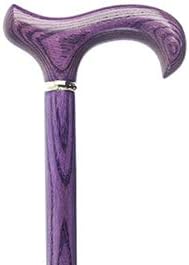 Womens Luxury Wooden Ash Walking Stick in Purple with a Chrome Collar Ladies Funky Fashionable - 91cm (36") Height