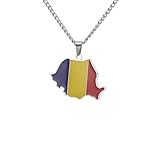 Collar esmaltado con mapa de Rumania para mujeres y hombres, colgante de bandera de país de aceite por goteo, joyería étnica, regalos