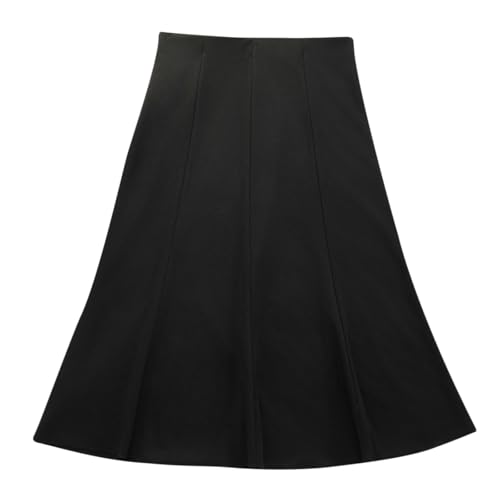 HGps8w Vintage A-Line Midi Skirt for Women 2025 Fall Elegant High Waisted Loose Versatile Casual Swing Skirts