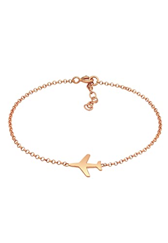 Elli Pulsera para mujer, diseño de avión de viaje, filigrana en plata de ley 925, 160, Plata de ley, sin gema