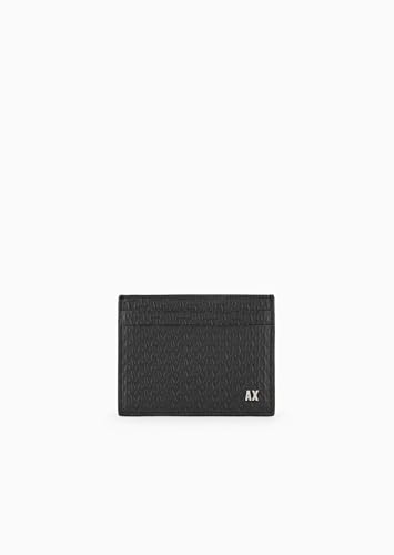 Armani Exchange Men's Debossed Card Case Nero-Black, One Size, Small