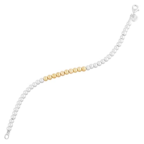 Silpada 'Falling Water' Sterling Silver Hematite with Gold-Plating Bead Bracelet, 7.5" (4mm)2
