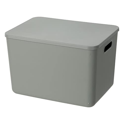 YBM HOME Stapelbarer Kunststoff-Aufbewahrungskorb mit Deckel, Mehrzweck-Aufbewahrungsbehälter für Klassenzimmer, Schubladen, Desktop, Büro, Spielzimmer, Regale, Schränke, grau, 2149-1 Cover