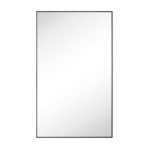 Image of TEHOME Black Bathroom Vanity Mirror with Squared Corners, 24x40'' Matt Black Rectangle Stainless Steel Metal Framed Mirror for Bathroom