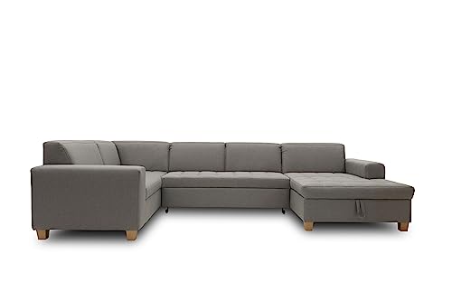 DOMO. collection Sugar - Sofá con función de Descanso, diseño Moderno, Forma de U, 162 x 333 x 199 cm, Color Gris Claro